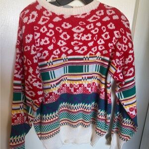 Colorful Patterned Women's Crew Neck Sweater